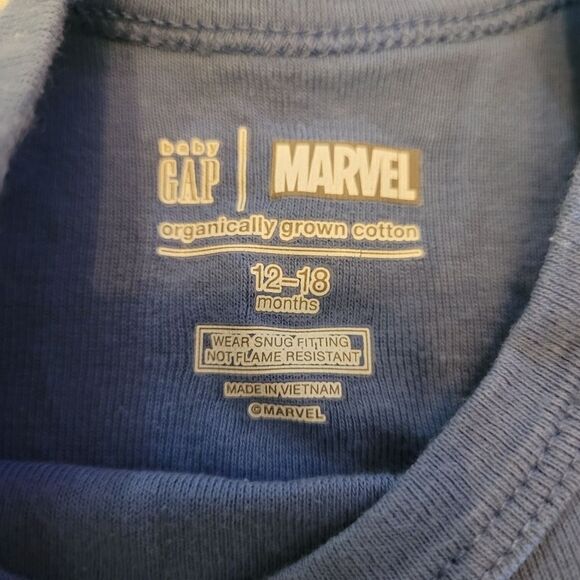 Gap Size 12-18 Month Marvel Captain America Organic Cotton PJ Set - Picture 2 of 3